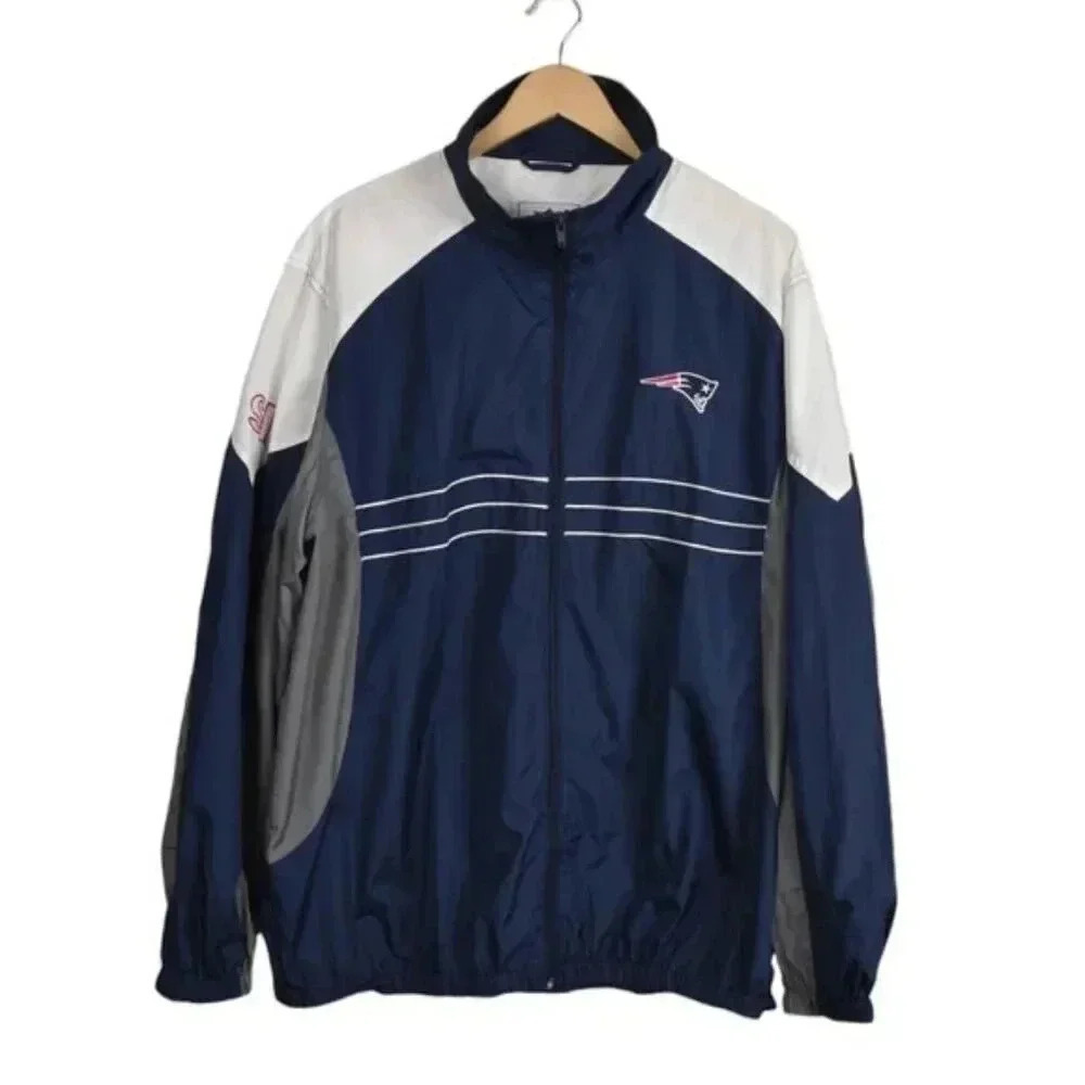 NFL Vintage New England Patriots Jacket Windbreaker Lightweight Full Zip Size XL